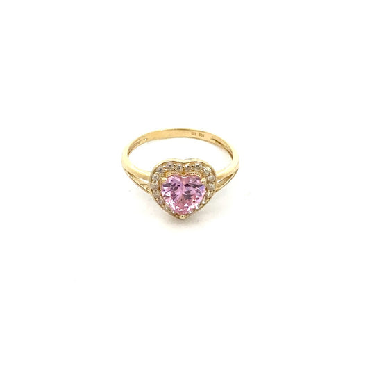 10KY PINK CZ HEART RING VUSKR-204
