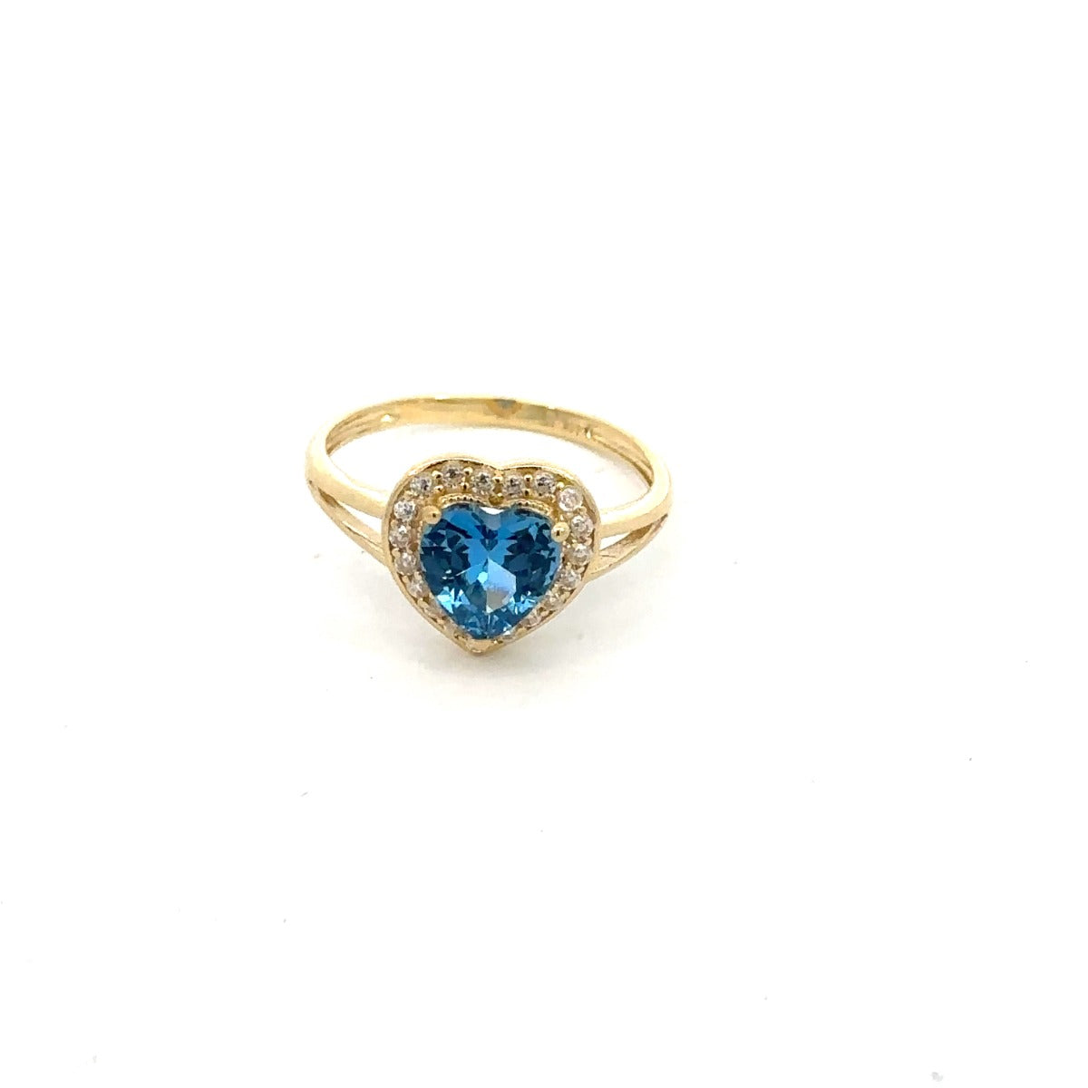 10KY BLUE CZ HEART RING VUSKR-204