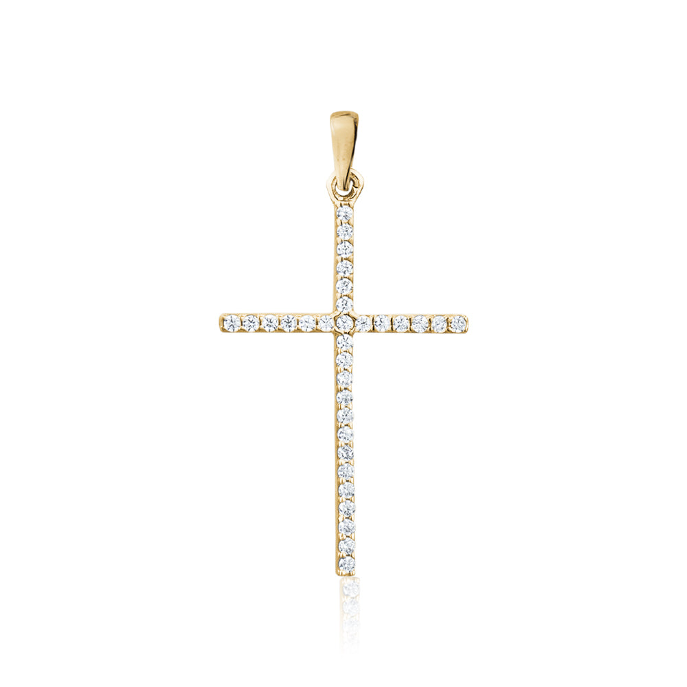 10KY CZ CROSS CHARM