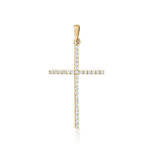 10KY CZ CROSS CHARM