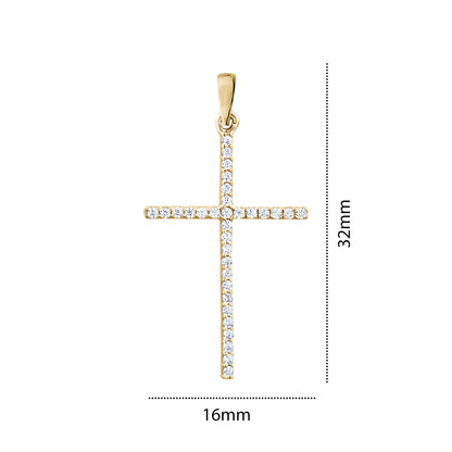 10KY CZ CROSS CHARM