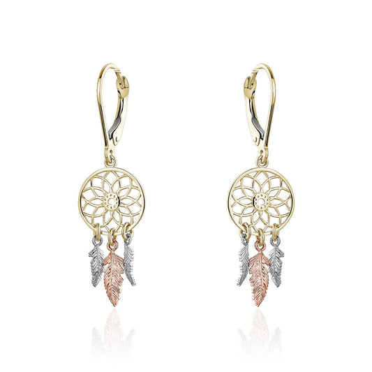 10K Tri Colour Dream Catcher Earrings