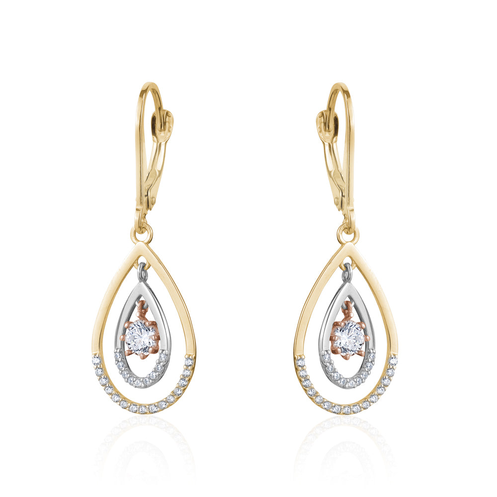 10K TRI DROP EARRING