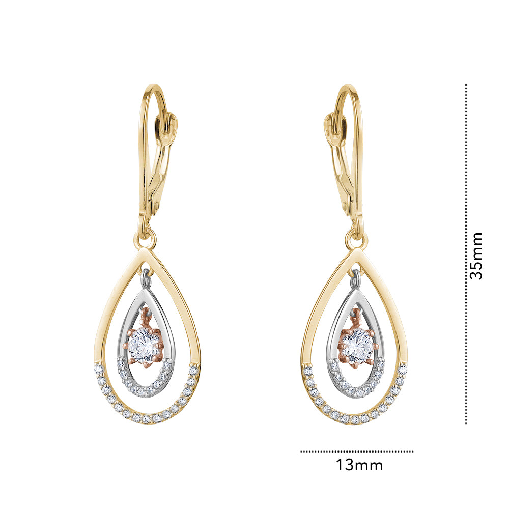 10K TRI DROP EARRING