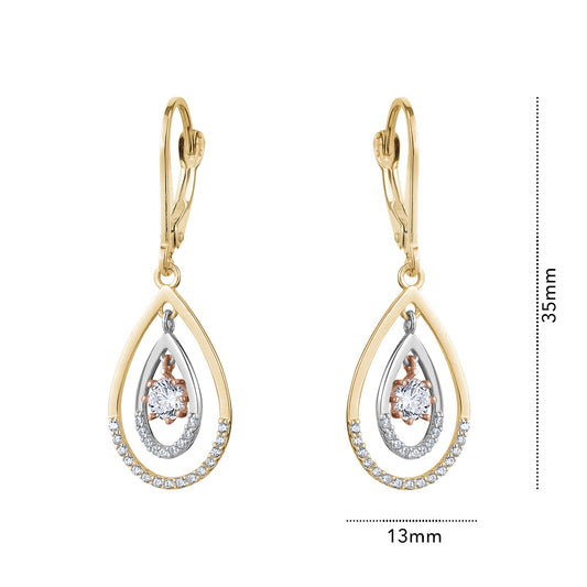 10K TRI DROP EARRING