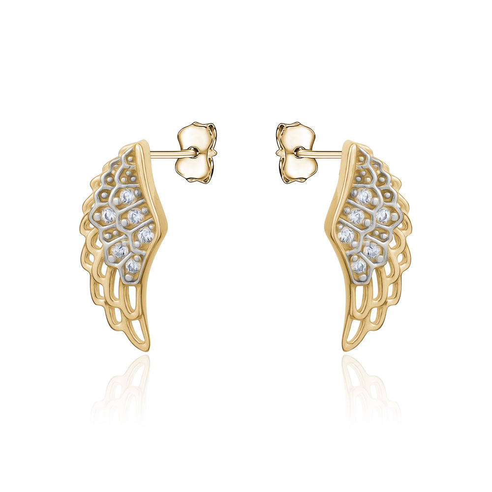 10KY CZ ANGEL WING STUDS