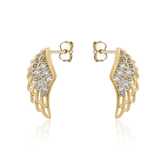 10KY CZ ANGEL WING STUDS