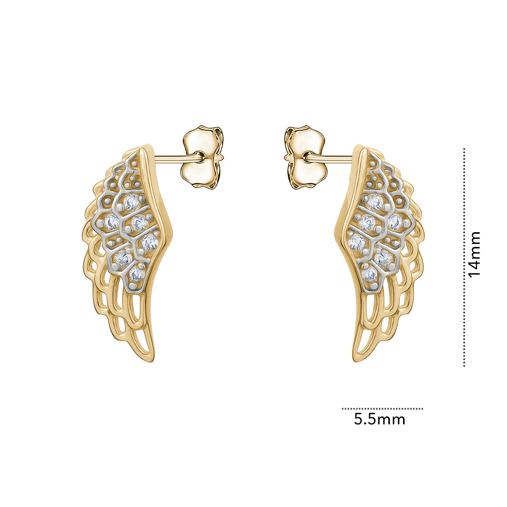 10KY CZ ANGEL WING STUDS