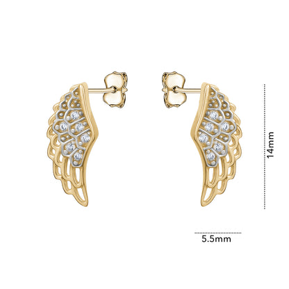 10KY CZ ANGEL WING STUDS