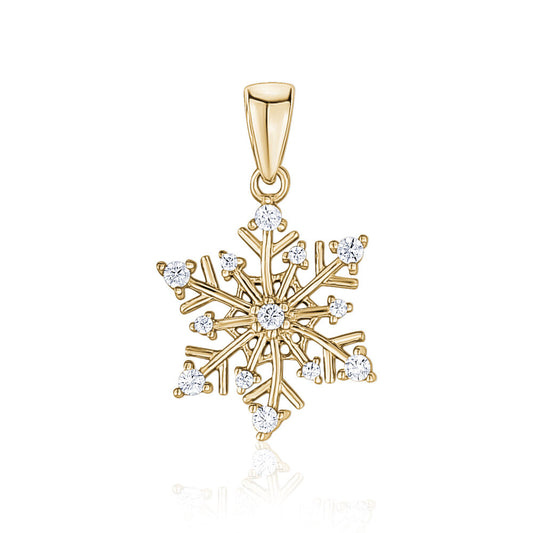 10k Yellow Gold Snow Flake Pendants & Charms with CZ