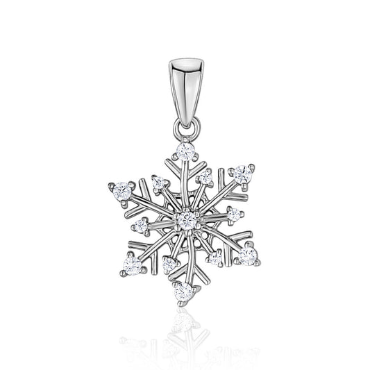 10k White Gold Snow Flake Pendants & Charms with CZ