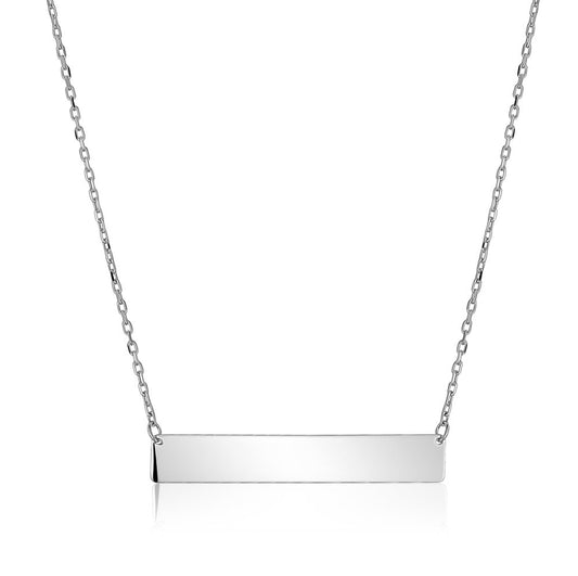 10k White Engravable Bar Necklaces