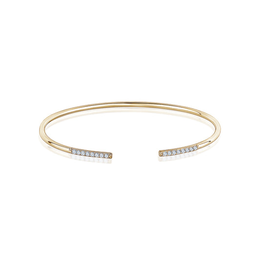 10k Yellow Gold Cuff Bangles with CZ Tips