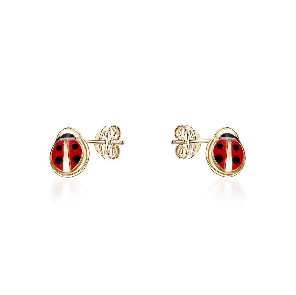 10k Yellow Gold Tiny Lady Bug Studs