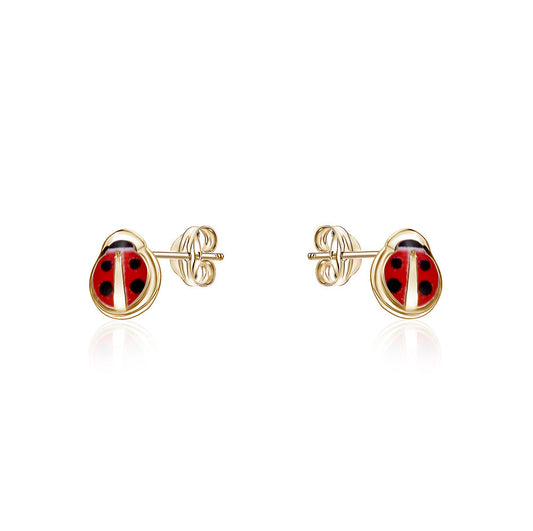 10k Yellow Gold Tiny Lady Bug Studs