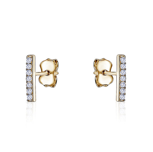 10k Yellow Gold CZ Bar Studs