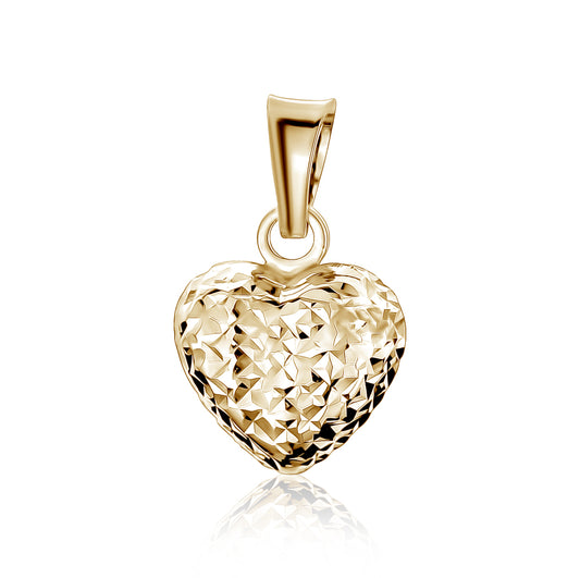 10k Yellow Gold DC Puff Heart Pendants & Charms