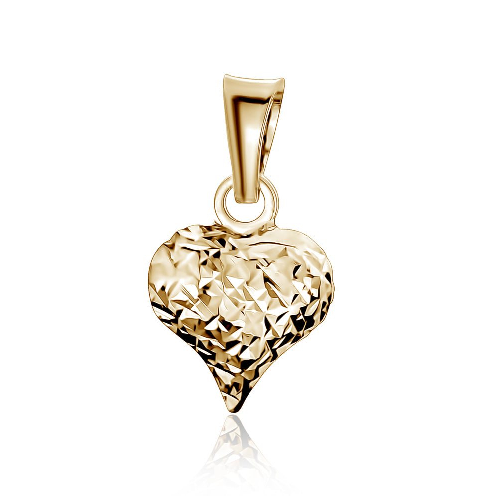 10k Yellow Gold DC Puff Heart Pendants & Charms