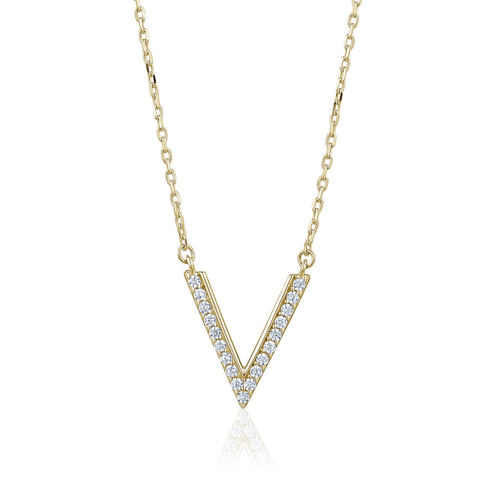 10k Yellow Gold CZ "V" Necklaces