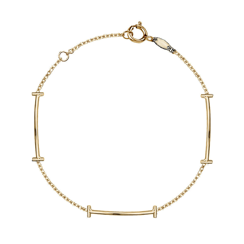 10k Yellow Gold Bar Sections Bracelets