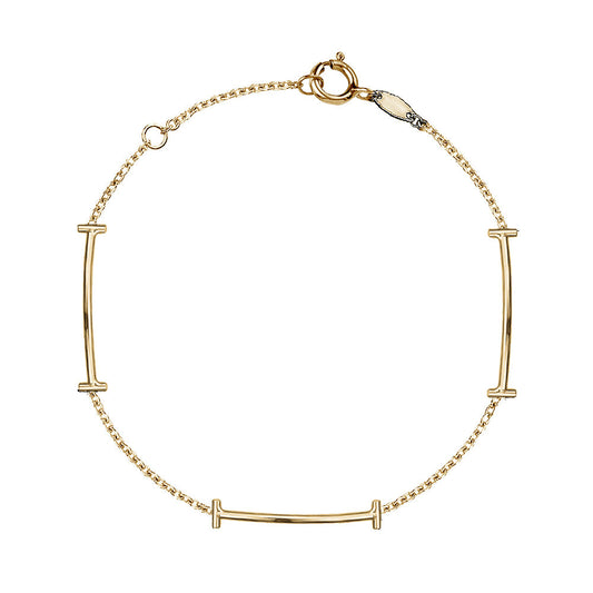 10k Yellow Gold Bar Sections Bracelets