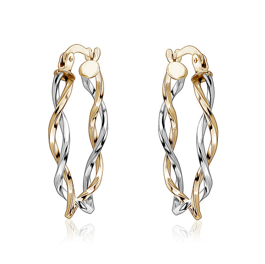 10k Two tone Double Tube Twist Oval Hoops