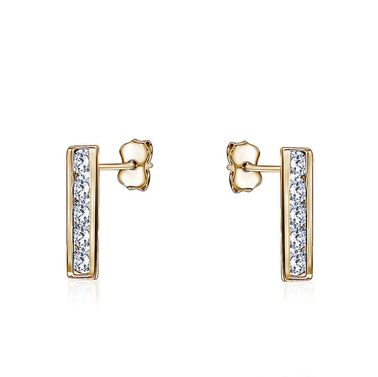 10k Yellow Gold CZ Bar Studs