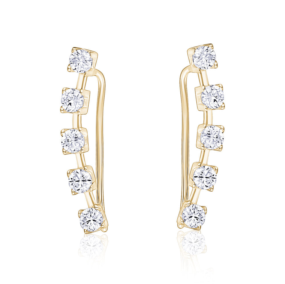 10k Yellow Gold CZ Crawler Earrings
