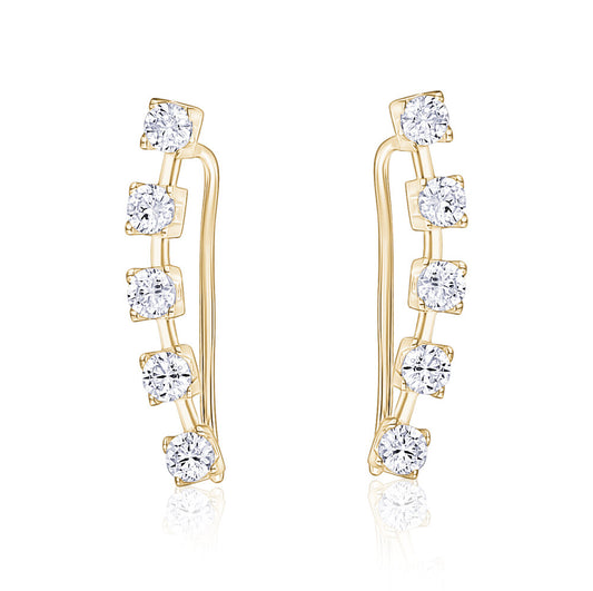 10k Yellow Gold CZ Crawler Earrings
