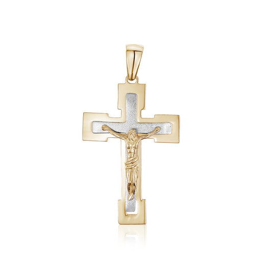 10k Two Tone Crucifix Pendants & Charms