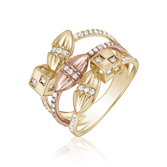 10k Tri Colour Fancy CZ Rings Ladies