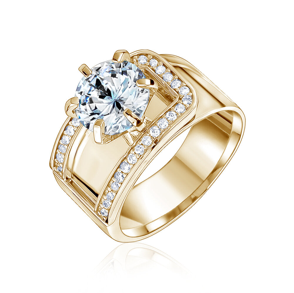 10k Yellow Gold CZ Dinner Rings Ladies