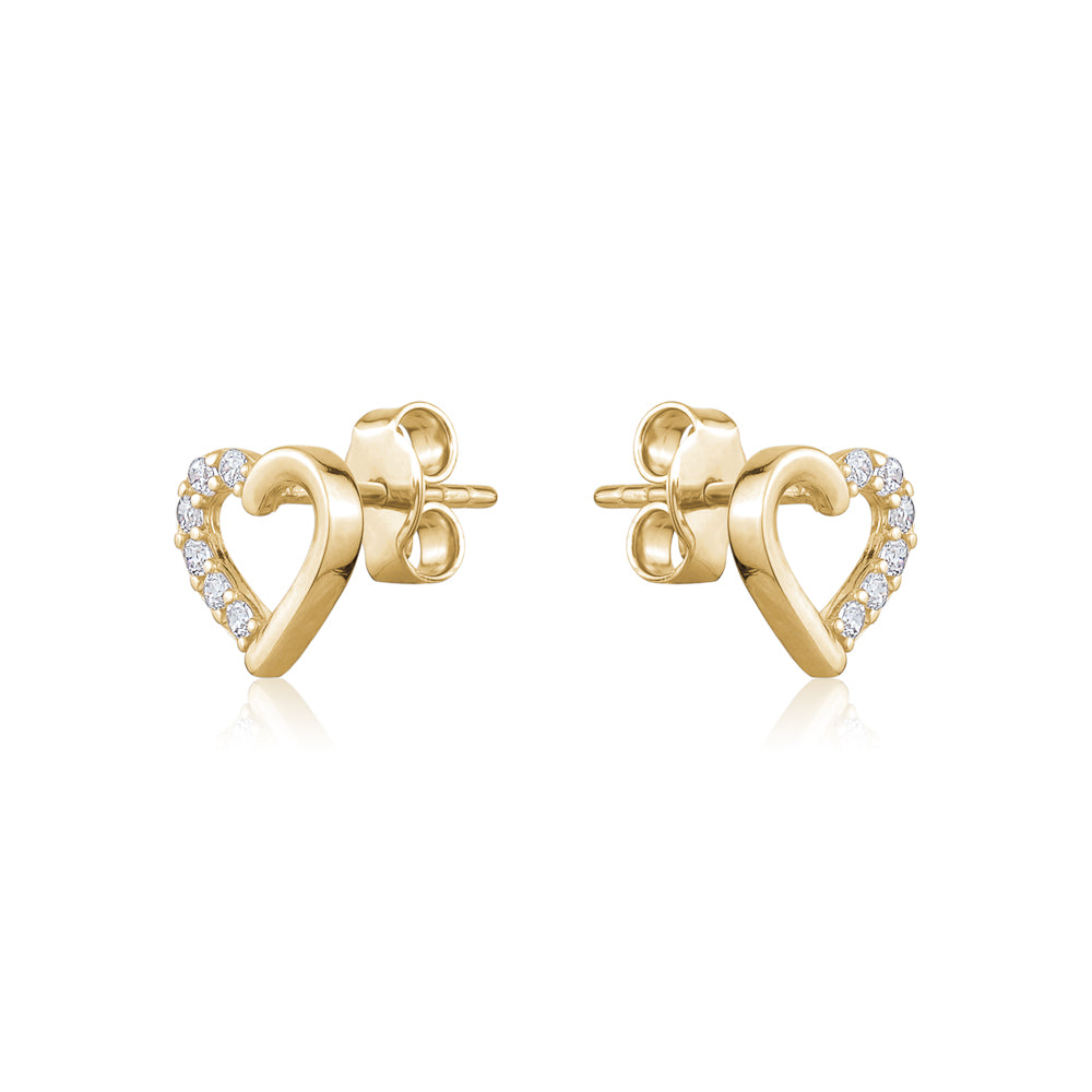 10KY CZ HEART STUD