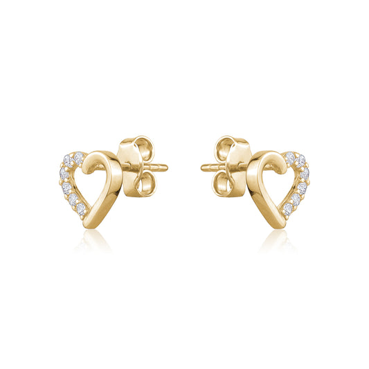 10KY CZ HEART STUD