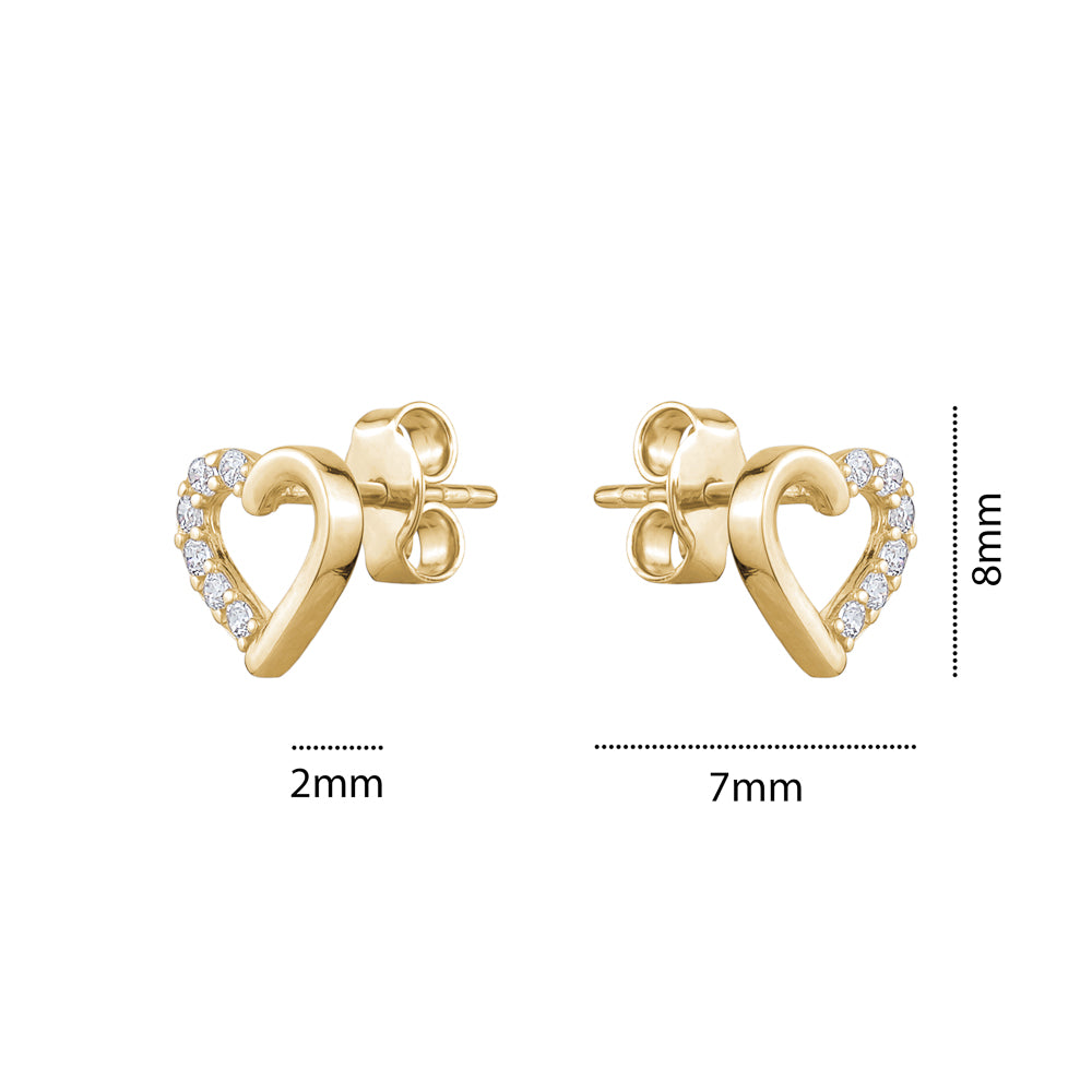 10KY CZ HEART STUD