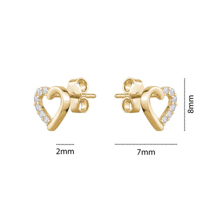 10KY CZ HEART STUD