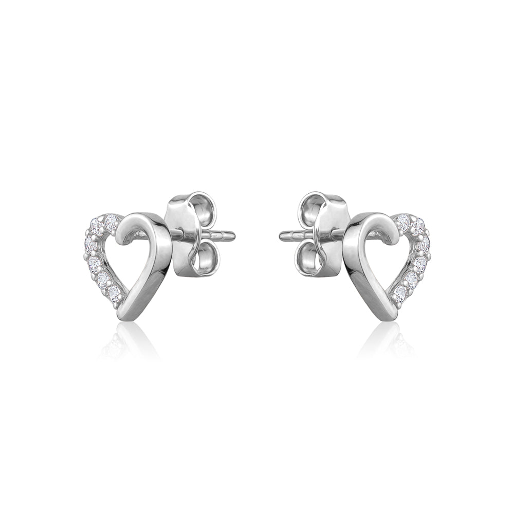 10K WHITE CZ HEART STUD