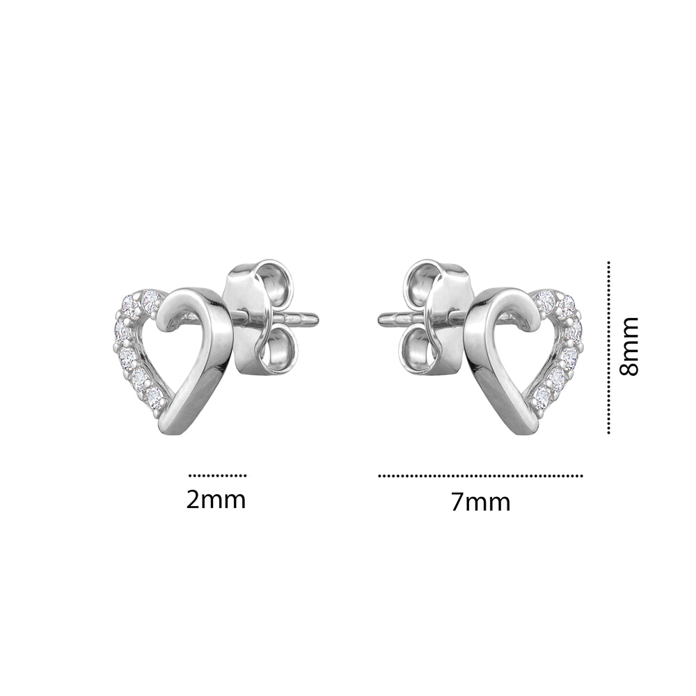10K WHITE CZ HEART STUD