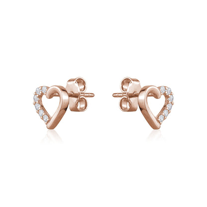 10K ROSE CZ HEART STUD