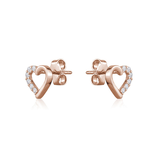 10K ROSE CZ HEART STUD