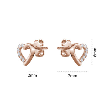 10K ROSE CZ HEART STUD