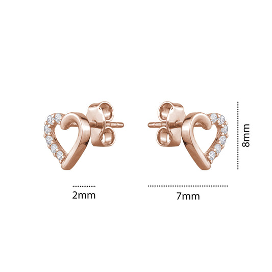 10K ROSE CZ HEART STUD
