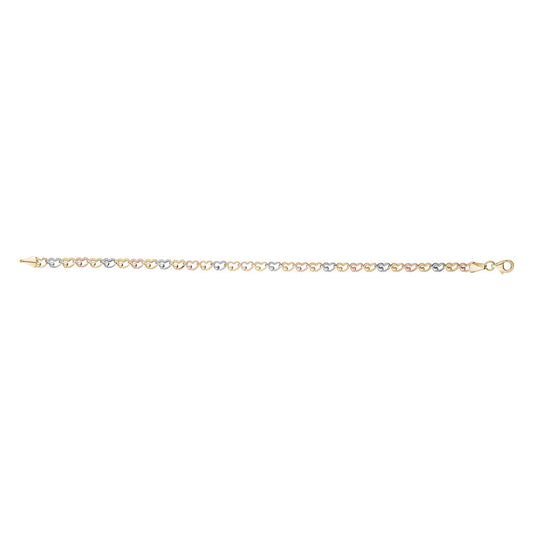 10k Tri Colour Thin Heart Bracelets