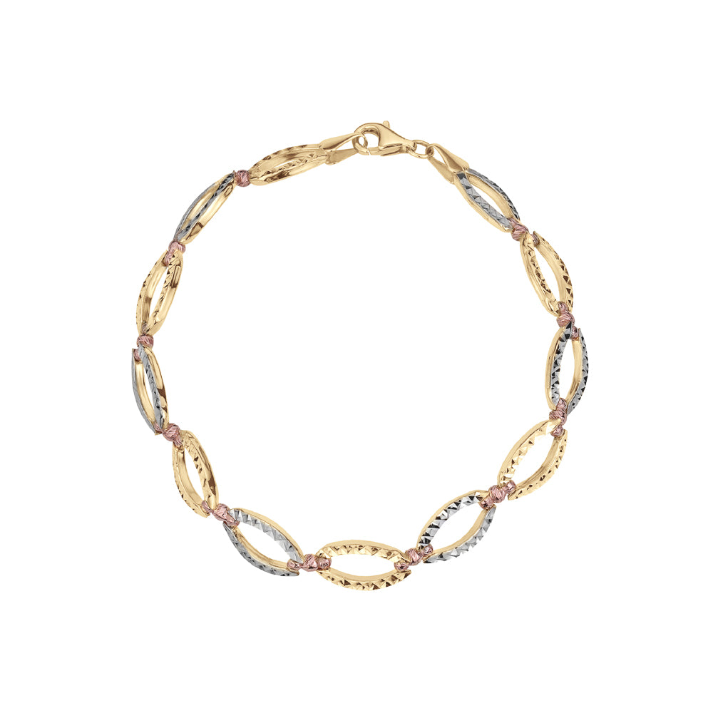 10k Tri Colour Stampado Ladies Bracelets