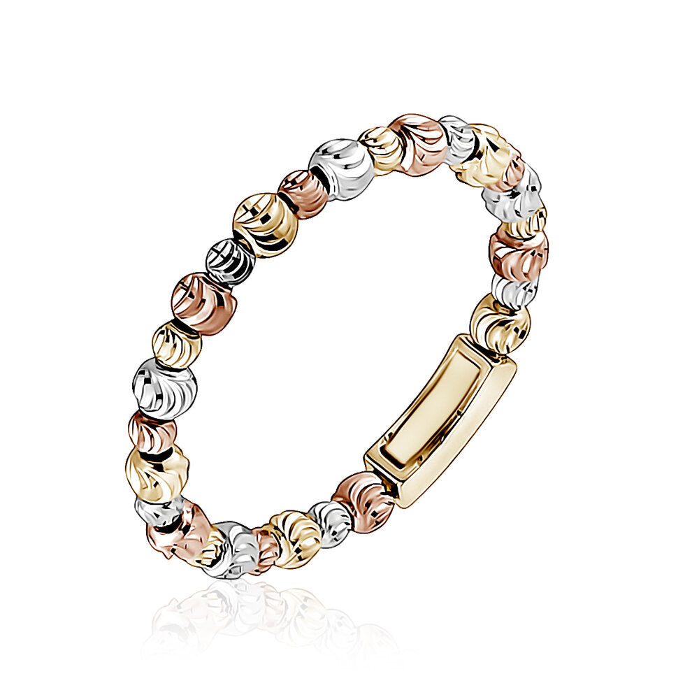 10k Tri Colour DC Balls Stackable Rings Ladies
