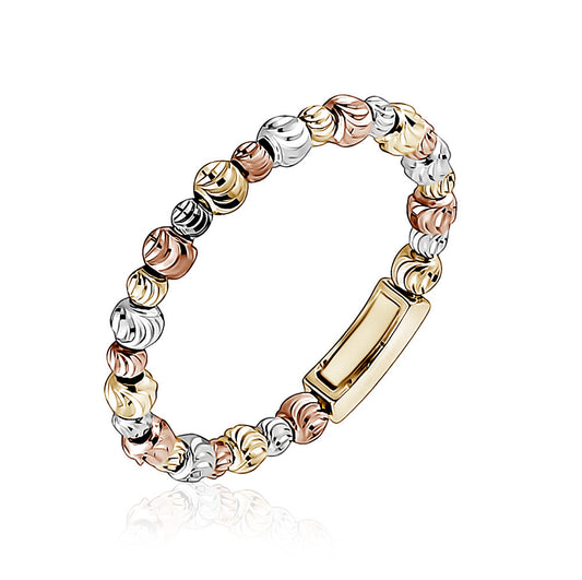 10k Tri Colour DC Balls Stackable Rings Ladies
