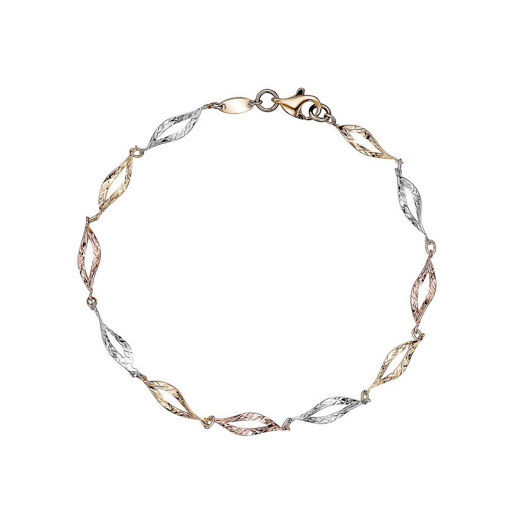 10k Tri Colour Light Weight Bracelets