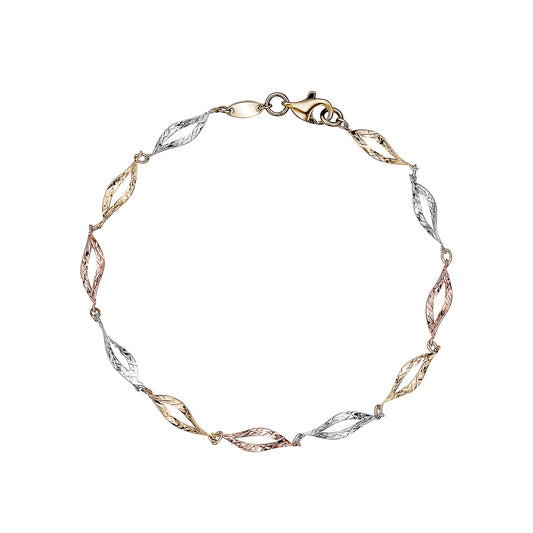 10k Tri Colour Light Weight Bracelets