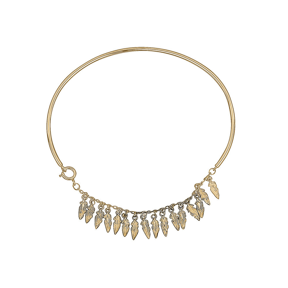 10k Yellow Gold hanging Leaves Bangles
