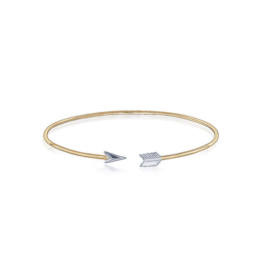 10k Two Tone Arrow Cuff Bangles